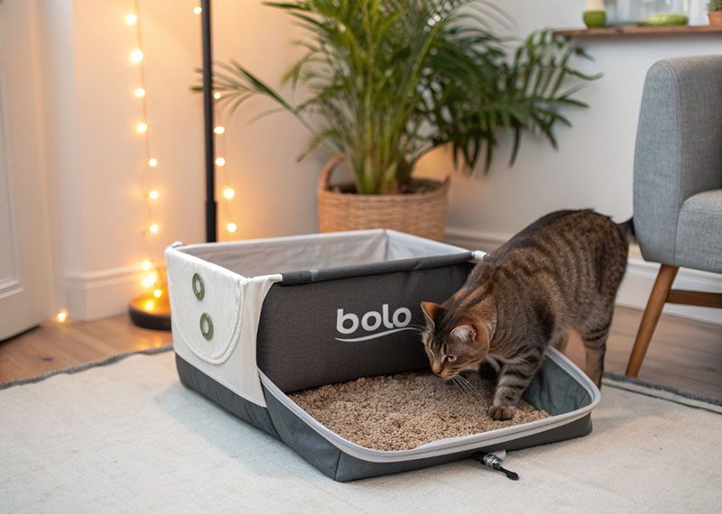 Opción portátil para el cuidado de mascotas: la caja de arena plegable para gatos lidera la nueva tendencia en viajes de mascotas.