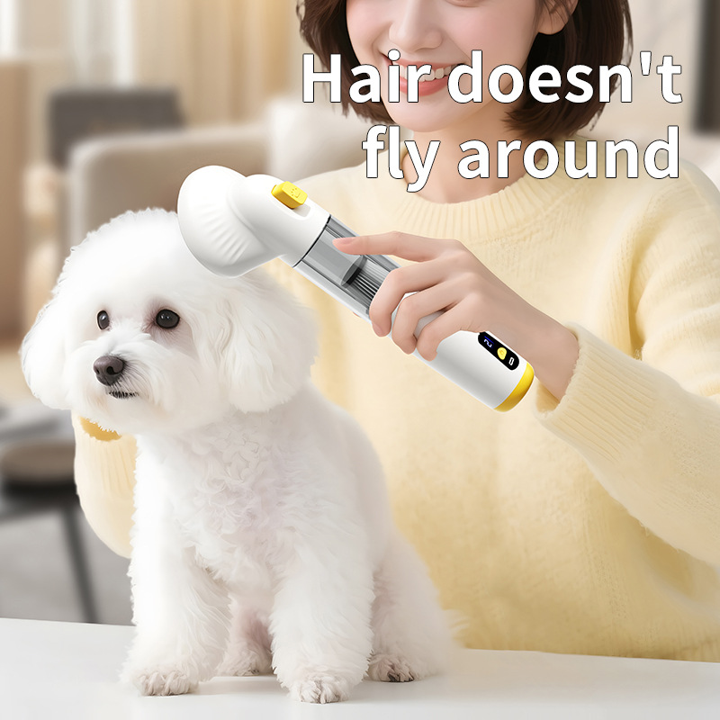 cordless pet grooming brush with suction