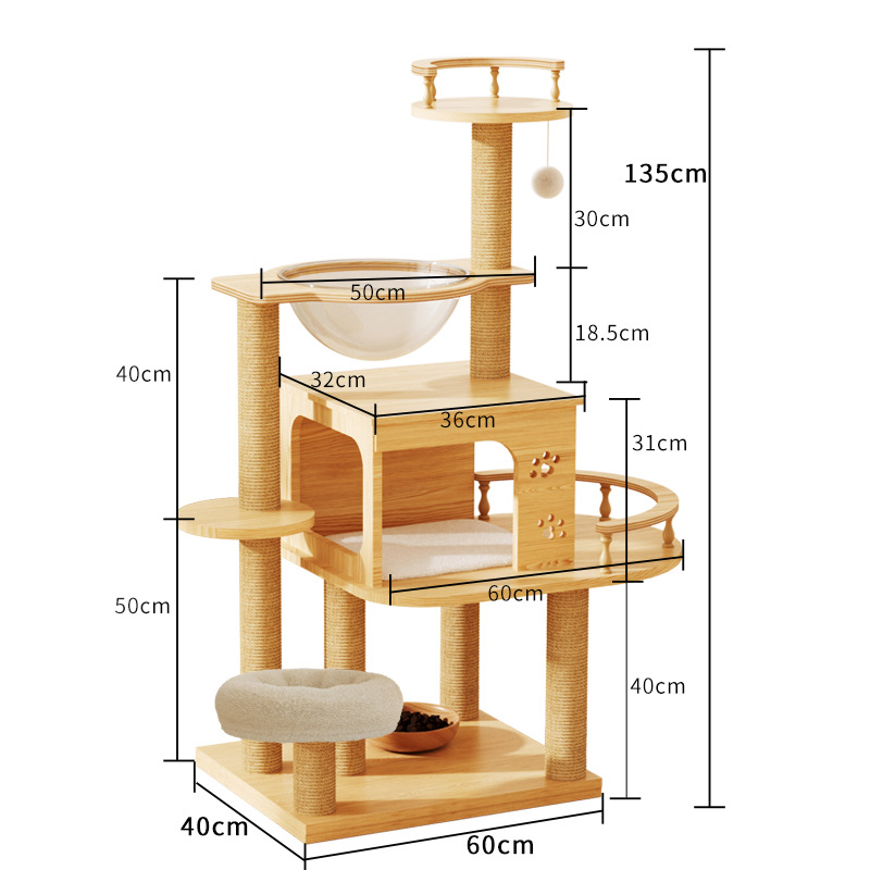 wooden cat climbing tower with capsule wooden cat climbing tower with capsule